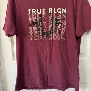 True Religion Men's Burgundy Graphic Logo Tee